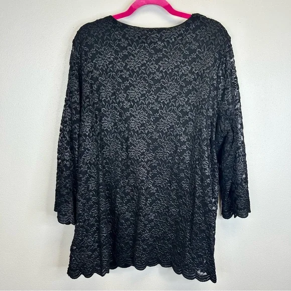 Goth Whimsigoth Witchy Evening Black Lace Vneck Top Dress Event Plus Size Top 3X - Picture 8 of 11